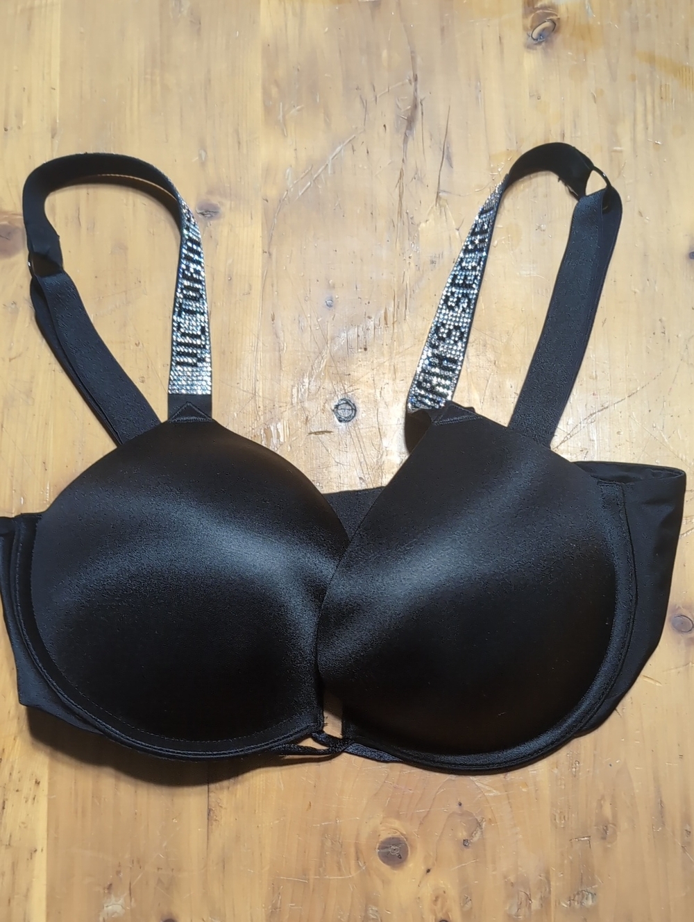 Victoria's Secret Very Sexy Black Padded Bra with Jeweled Straps